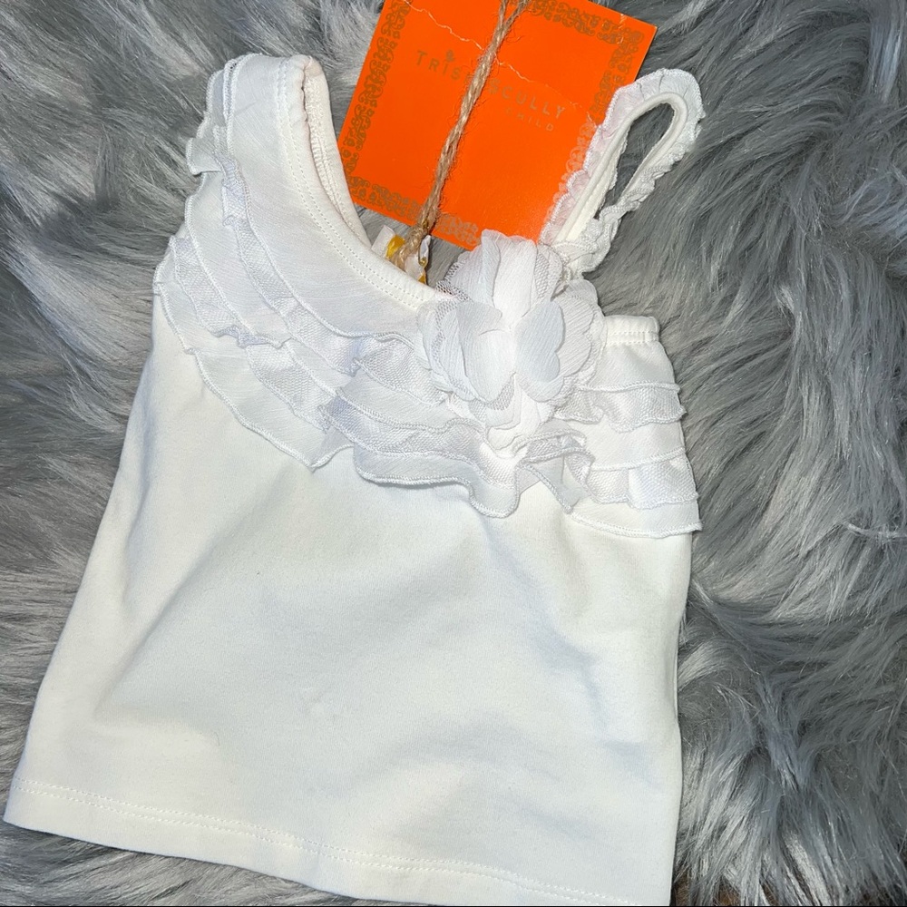 NWT Trish Scully off white sleeveless top with flower detail
